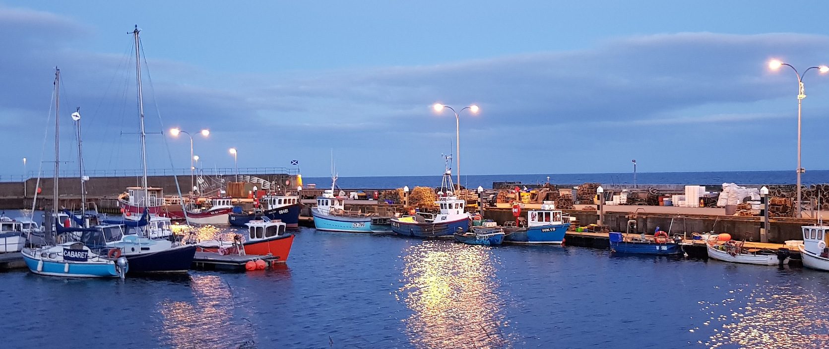 Helmsdale Harbour at night
